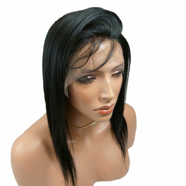 "Kenya" Afro Relaxed Yaki Straight lace front wig short - 100% Remy Human Hair